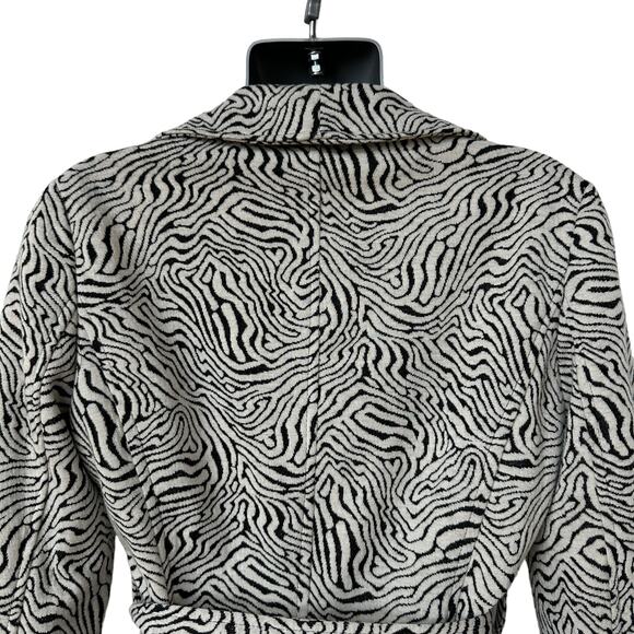 Sandro Studio Blazer Gray Ruffled Belted Geometric Jacket Women's Size Small - Picture 8 of 11